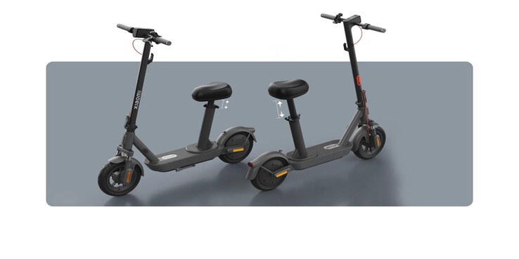 O Xiaomi Electric Scooter 5 Plus Seat possui um suporte com altura ajustável. (Fonte da imagem: Xiaomi)