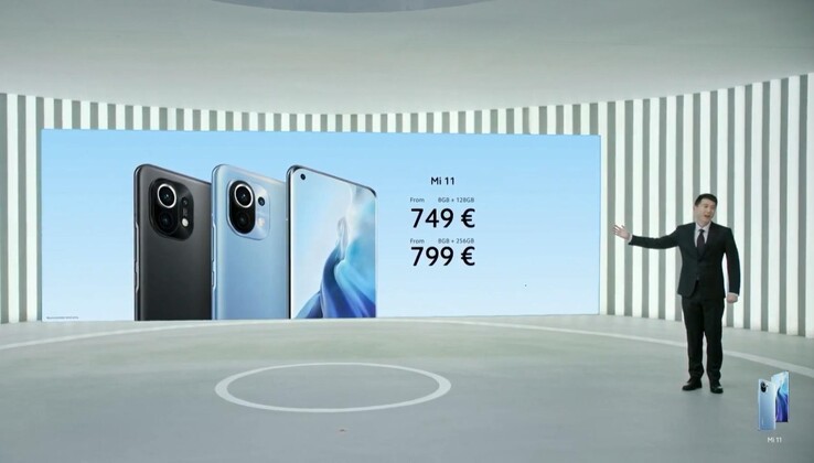 Xiaomi anunciou o Mi 11 por 749 euros, mas já é de 799 euros na Alemanha e Itália. (Fonte da imagem: Xiaomi)
