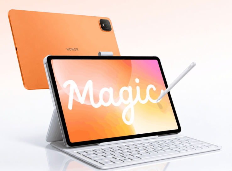 O MagicPad 4 é mostrado com seu teclado e caneta stylus