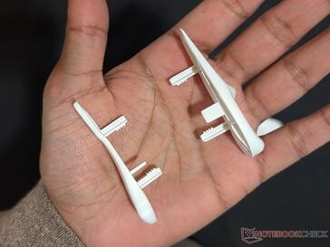 Pega esquerda (Latch) e pega direita (Xtra Claw) usadas na minha configuração.