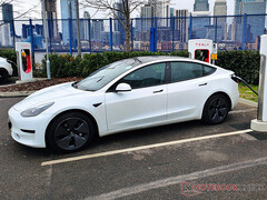 Tesla Model 3 em uma estação de Supercharger. (Fonte da imagem: Notebookcheck)