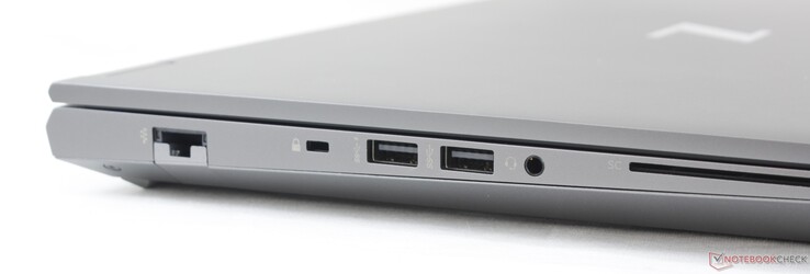 Esquerda: Gigabit Ethernet, fechadura de segurança HP, 2x USB-A 3.1 Gen. 1, 3.5 mm de áudio combinado, leitor de Smart Card