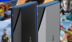 Um conceito do console PlayStation 6 mostra uma versão mais fina do PS5 com um design mais angular. (Fonte da imagem: Yanko Design/PlayStation - editado)