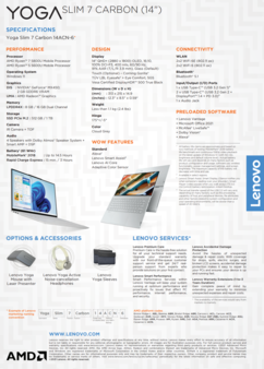 Lenovo Yoga Slim 7 Carbono - Especificações (Fonte de imagem: Lenovo)