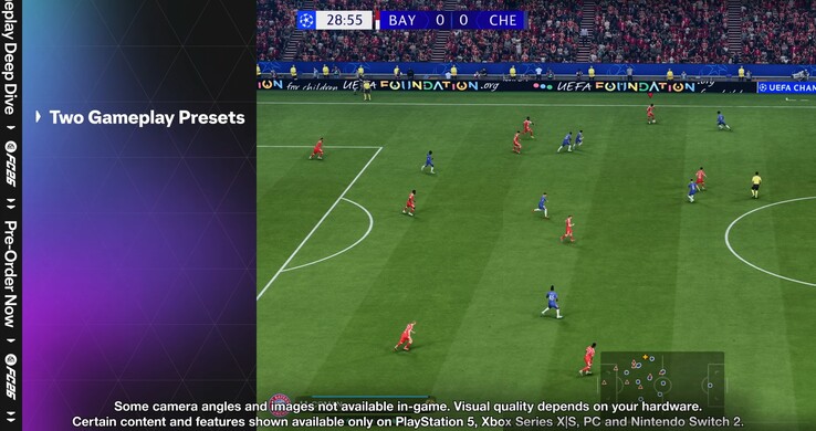 Trailer de jogabilidade do EA Sports FC 26 agrupando o Switch 2 com outros consoles da geração atual (Fonte da imagem: captura de tela, EA Sports FC YouTube)