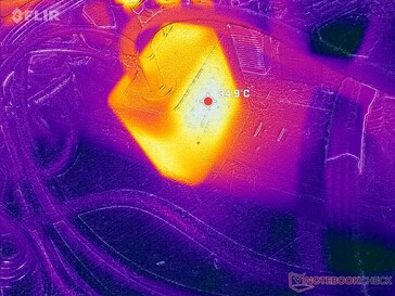 O adaptador CA permaneceria relativamente frio a apenas 35 °C, mesmo com cargas exigentes