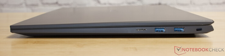 microSD, 2x USB 3.2 Gen 2, slot para trava Kensington