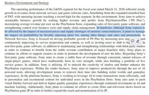 Relatório financeiro da Sony com detalhes sobre a estratégia de vendas de consoles