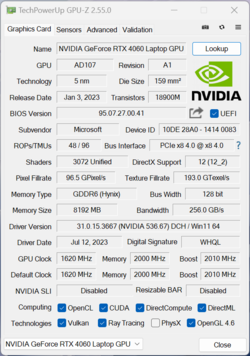 GPU-Z GeForce Laptop RTX 4060