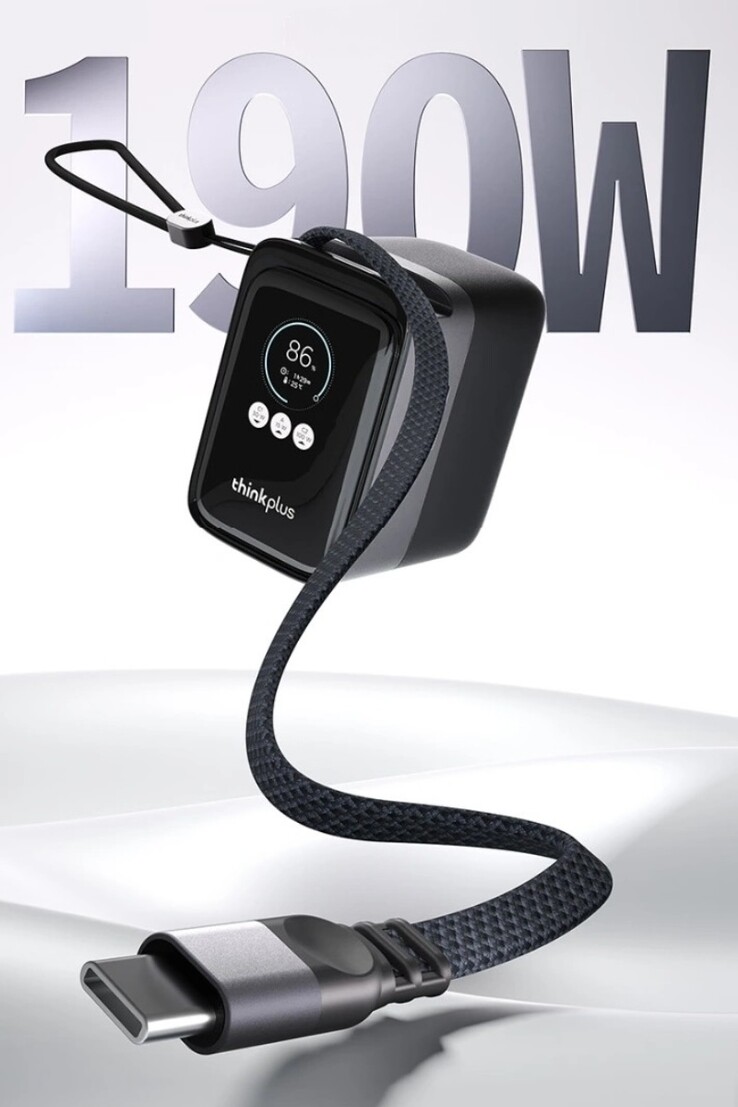 Banco de potência portátil de alta potência com cabo retrátil Lenovo ThinkPlus 190W 20K