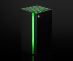 De acordo com a Microsoft, o Xbox Mini Fridge é o &quot;mini-frigorífico mais potente do mundo&quot;. (Fonte de imagem: Microsoft)