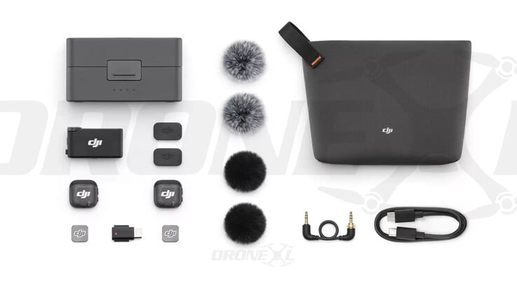 O pacote do estojo de carregamento do DJI Mic 3. (Fonte da imagem: via DroneXL &amp; Jasper Ellens)