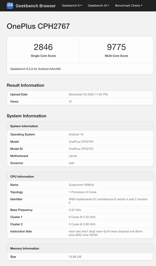 (Fonte da imagem: Geekbench)