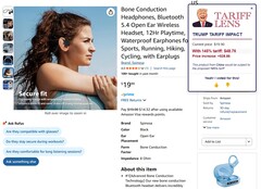 Tariff Lens Chrome Extension em ação (Fonte da imagem: Self)