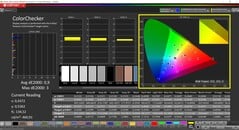 CalMAN ColorChecker (perfil: calibrado, espaço de cor alvo: P3)