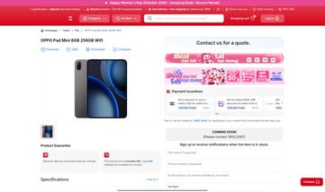 A listagem da CellphoneS para o Oppo Pad Mini mostra apenas uma configuração: 8GB de RAM e 256GB de armazenamento
