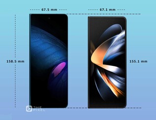 Galaxy Z Fold5 medidas - dobrado. (Fonte da imagem: O Pixel)