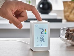 O sensor de qualidade do ar inteligente VINDSTYRKA da IKEA pode ser controlado por meio de um aplicativo. (Fonte da imagem: IKEA)