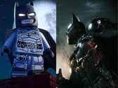 Arte promocional de Lego Batman: Legacy of the Dark Knight ao lado da mesma arte de Batman: Arkham Knight