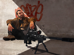 Arte mostrando uma representação de Nico Bellic, do GTA IV, com um rifle sniper (fonte da imagem: Rockstar Games)