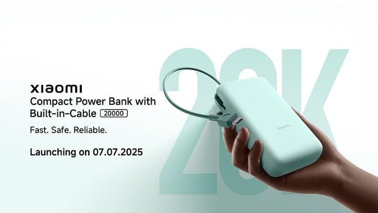 Um pôster de marketing do Compact Power Bank with Built-in-Cable 20000 na Índia. (Fonte da imagem: Xiaomi)