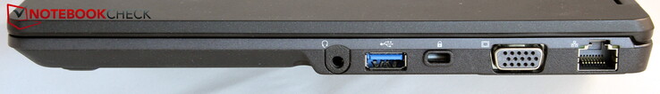 Direita: conector combinado, USB-A (3.0), Kensington, VGA, LAN