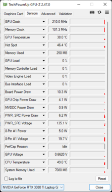 GPU-Z - Nvidia GeForce RTX 3080 Ti GPU Portátil