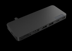 O USB-C Slim Travel Dock chegará no mesmo mês que o USB-C Dual Display Travel Dock, mais caro. (Fonte da imagem: Lenovo)