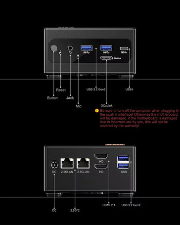 Portas de conectividade (Fonte da imagem: AOOSTAR)