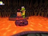 Croc Legend of the Gobbos captura de tela mostrando Croc pulando sobre a lava