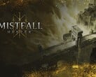 Ilustração principal de *Mistfall Hunter*, destacando o mundo de fantasia sombria de Gyldenmist.