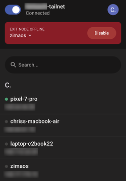 Tailscale em um smartphone
