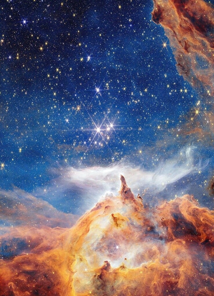 Webb capturou essa cena cintilante de nascimento de estrelas em Pismis 24, um jovem aglomerado de estrelas a cerca de 5.500 anos-luz da Terra, na constelação de Scorpius. (Fonte da imagem: NASA, ESA, CSA e STSCI)