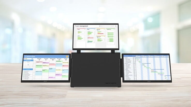 O monitor portátil de três telas Acer PD163Q-P3 também é compatível com montagem VESA.