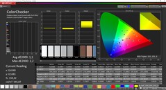 CalMAN ColorChecker (espaço de cor de referência P3, fonte: Mac Studio)