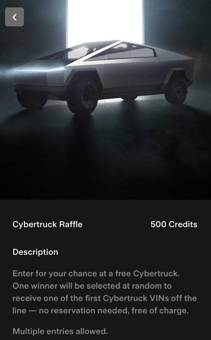 As condições da rifa gratuita do Cybertruck