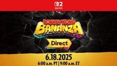 Teaser do Donkey Kong Bananza Direct. Na quarta-feira, 18 de junho, o Direct revelará algumas informações sobre o próximo jogo do Switch 2 (Fonte da imagem: Nintendo)