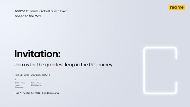 A Realme publica seu anúncio de lançamento do GT3 240W. (Fonte: Realme via GSMArena)