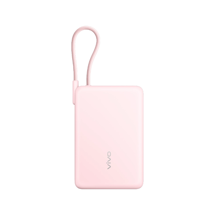 Power Bank de 33W da vivo com cabo embutido de 10000mAh (rosa). (Fonte da imagem: vivo)