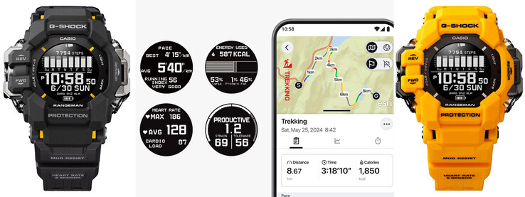 A conectividade Bluetooth oferece análise de dados de saúde e mapeamento de caminhada por GPS. (Fonte: Casio)