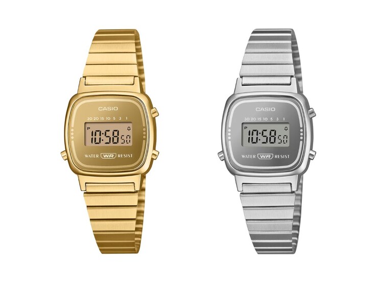 Os relógios Casio Classic LA670WEGS-9A (esquerda) e LA670WES-7A (direita)