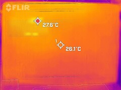 Desenvolvimento de calor na parte inferior (ocioso)