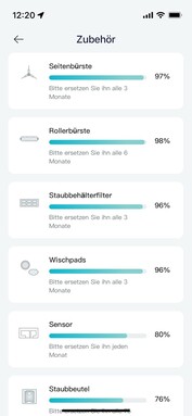 Uma página de visão geral separada mostra quando determinadas peças precisam ser substituídas. (Fonte da imagem: Notebookcheck)