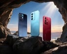 O Realme 15x está disponível nas cores azul-marinho, azul-água e vermelho-marrom. (Imagem 