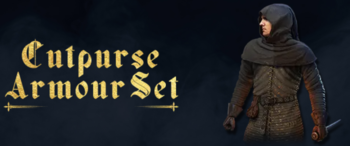 O Cutpurse Armour Set inclui mangas, Gambeson, luvas, capuz, mangueira e sapatos. Fonte da imagem: Warhorse Studios)