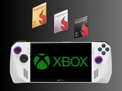 Chips Snapdragon acima do suposto novo console Xbox (Fonte da imagem: Qualcomm, Asus, Microsoft Gaming com edições)