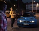 Captura de tela do trailer de revelação da Clutch mostrando um carro de corrida BMW modificado.
