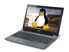 O Linux está saindo do beta no sistema operacional Chrome. (Imagem via Acer c/ edições)