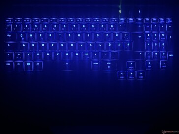 Iluminação de fundo do teclado (aqui em azul, como exemplo)