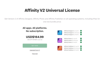 Preço universal da Affinity antes de o site ser retirado. (Fonte da imagem: Affinity)